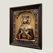 Резная икона Святая Людмила Чешская — оригинальный подарок — фотография 3