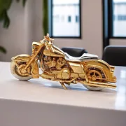 Бронзовая статуэтка «Мотоцикл» с позолотой — красивый подарок — фотография 1