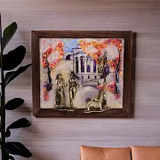 Ручная работа: Картина «Вечерняя прогулка. Ессентуки» на ониксе — фотография 1