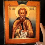 Икона "Святой Сергий Радонежский". Ручная работа — необычный подарок — фотография 1