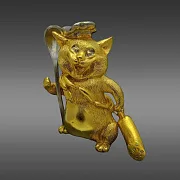 Бронзовая фигурка «Кот-повар» с позолотой — красивый подарок — фотография 4