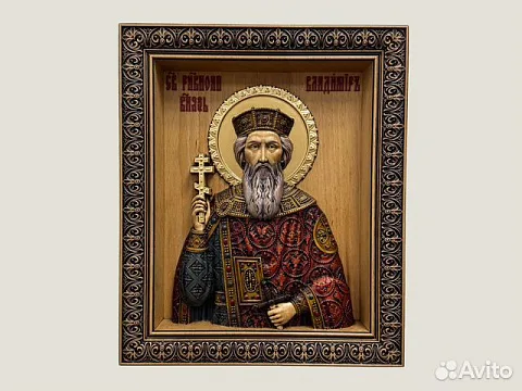 Икона резная из дерева Святой Князь Владимир — красивый подарок
