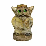 Каменная фигурка «Кот в кепке» с кальцитом — необычный подарок — фотография 3