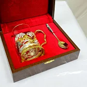 Латунный подстаканник «Охота на кабана» — оригинальный подарок — фотография 2