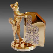 Подставка для визиток "Собака". Позолоченный — необычный подарок — фотография 5