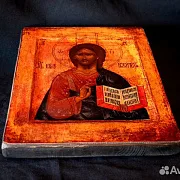На память: Икона "Христос Пантократор" дерево, ручная работа — фотография 4