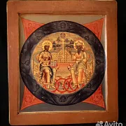 Деревянная икона "Троица Ветхозаветная" — красивый подарок — фотография 4