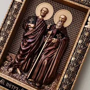 Икона резная Святые Апосталы Пётр и Павел — красивый подарок — фотография 2
