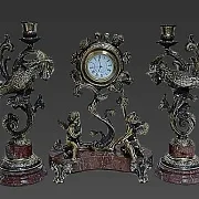 Подарочные каминные часы «Колибри» с канделябрами — фотография 3