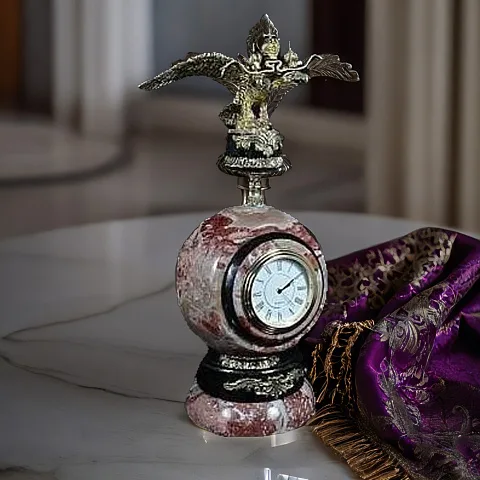 Настольные часы «Двуглавый орел» из змеевика и креноида в подарок