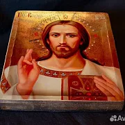 На память: Икона "Христос Вседержитель" авторская техника — фотография 3
