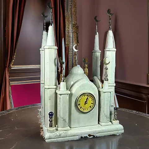 Часы «Мечеть» из мрамора в кожаном чемодане — оригинальный подарок