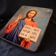 Икона деревянная "Господь Вседержитель" — красивый подарок — фотография 4
