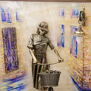 Рисованная картина «Велосипедистка» на ониксе с подсветкой — оригинальный подарок — фотография 5