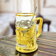 Латунный подстаканник «Танки» — красивый подарок — фотография 1